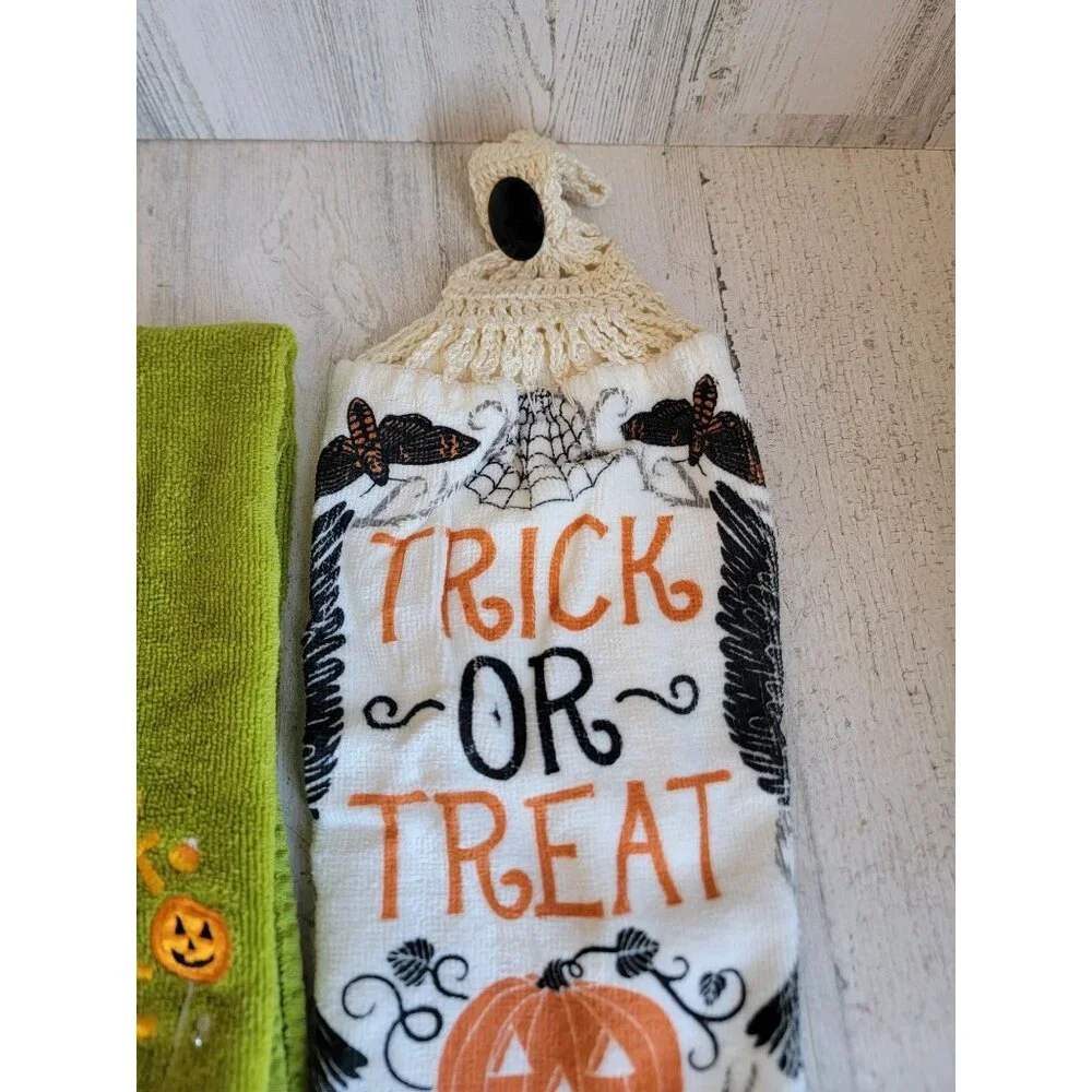 Halloween trick or treat kitchen towel set unique cute home decor bat‎